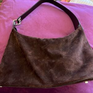 Bally brown suede shoulder strap bag
